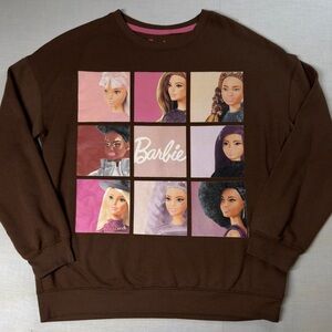 Hybrid Apparel Barbie Sweatshirt Top Womens Youth S Brown Casual Long Sleeve